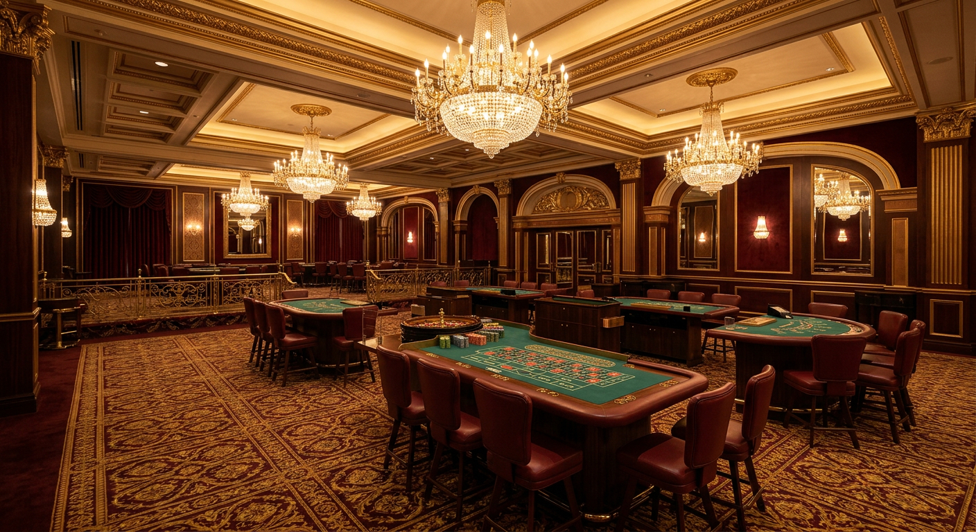 Casino gaming floor with roulette and blackjack tables at PrestigeStay Horizon resort in Finland