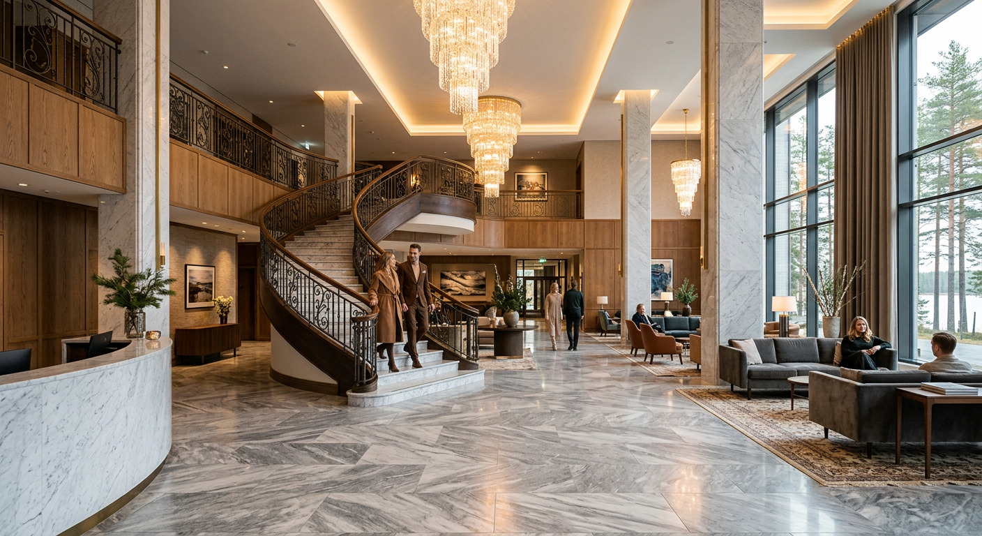 Luxury resort lobby interior